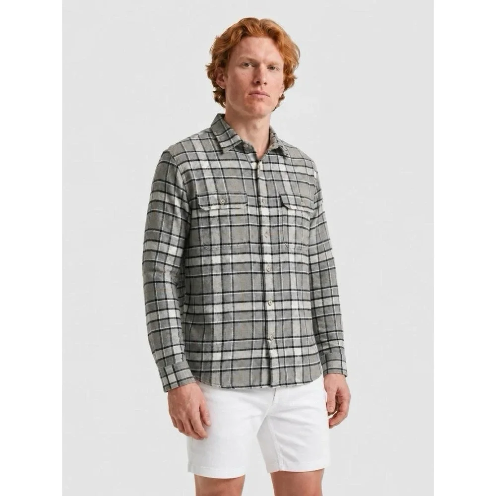 (11/b47)Banana Republic Men's L Plaid Flannel Button-Up Shirt Jacket Size Medium
